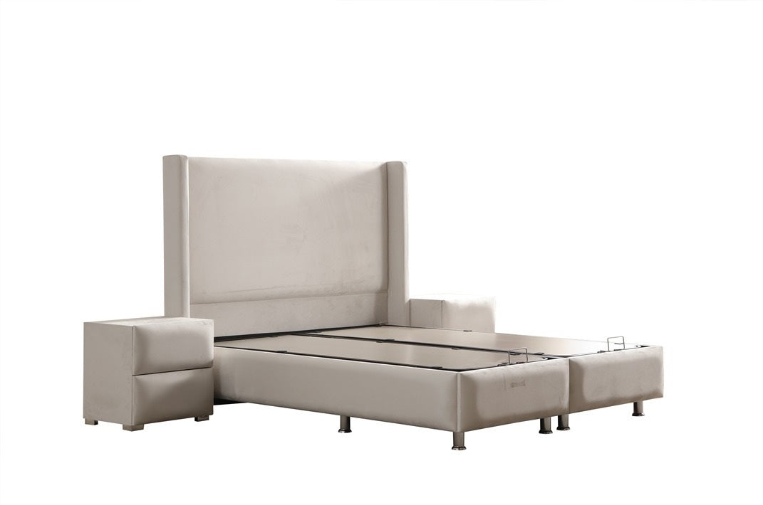 Lucca Base Headboard Set with high headboard, minimalist design, and storage base