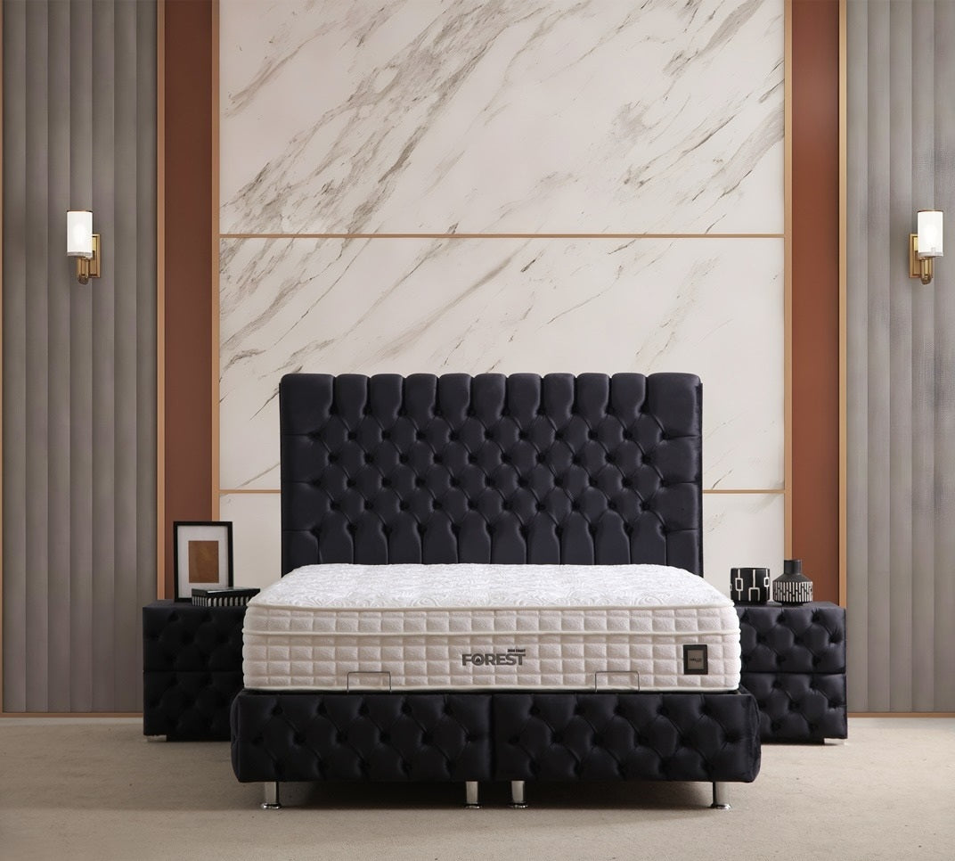 Luna Base Headboard Set with quilted details and high headboard design