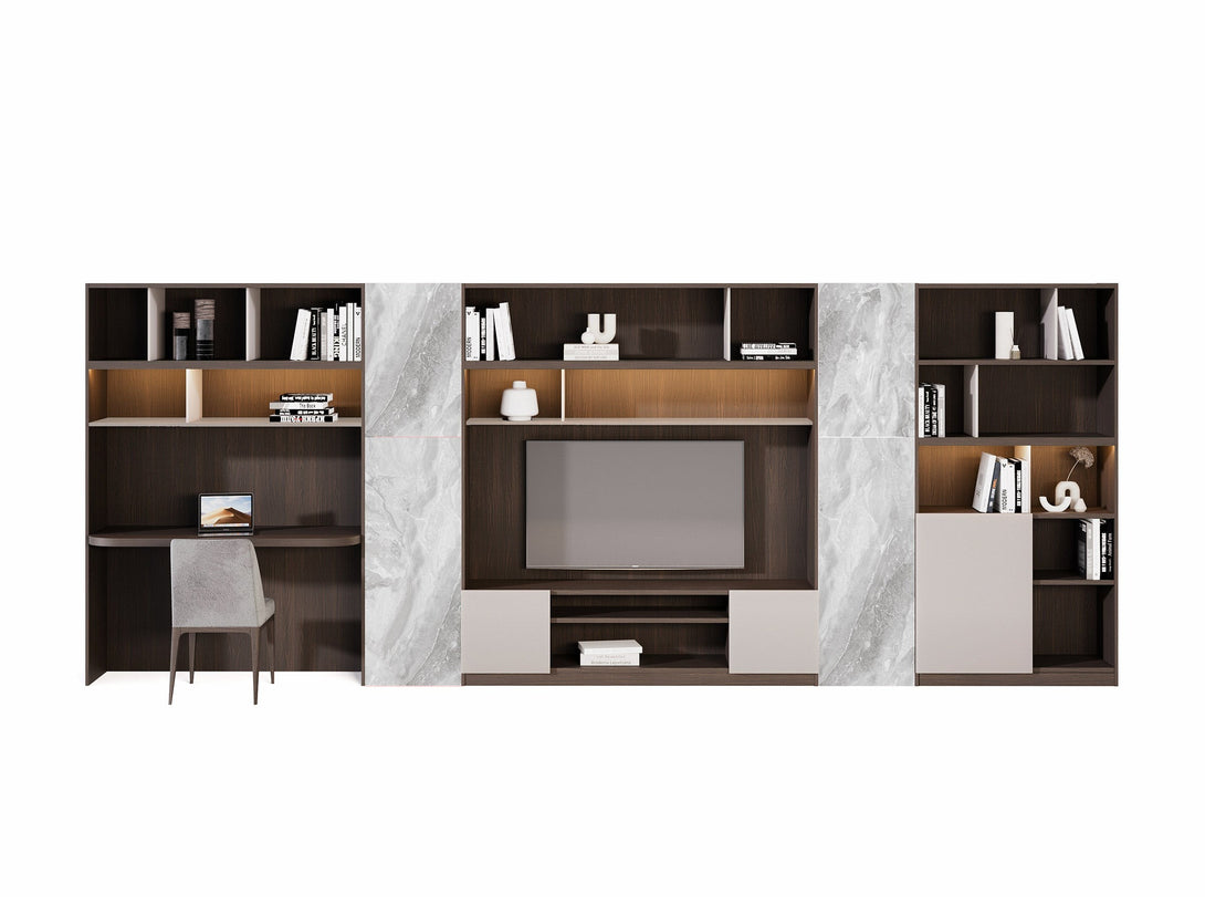 Manhattan Media Unit - Concept 2 with Storage Shelves in a Modern Living Room