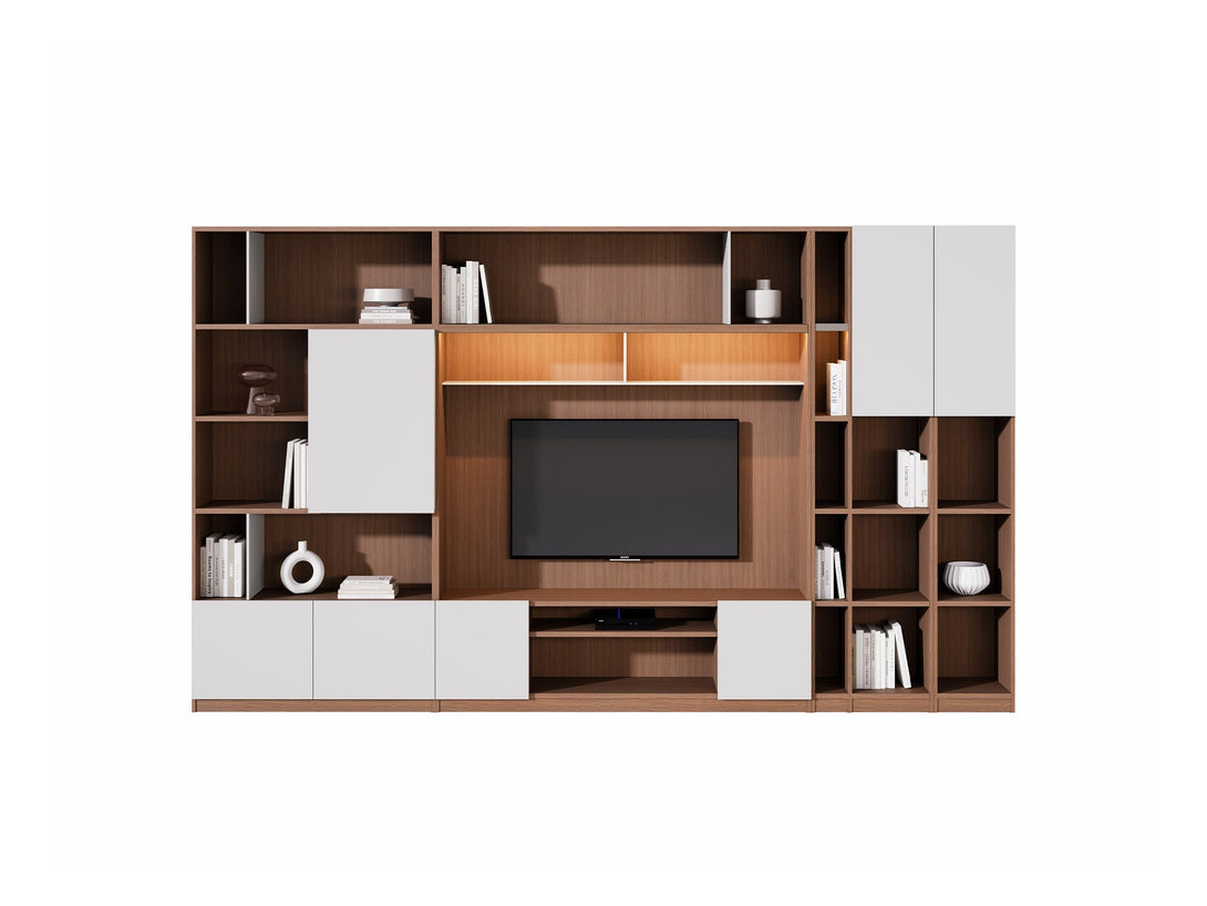 Manhattan Media Unit with Shelving and Storage in a Modern Living Room