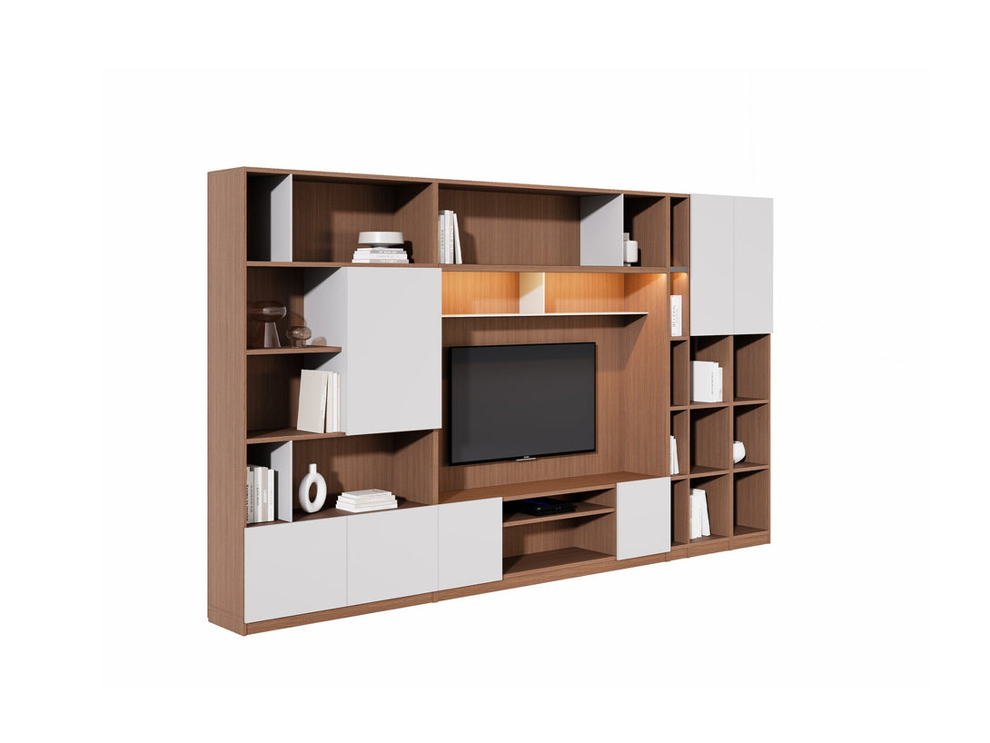 Manhattan Media Unit with Shelving and Storage in a Modern Living Room