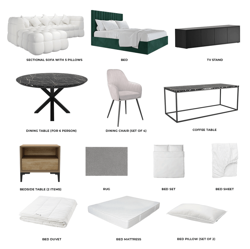Marble Package 1 Bedroom Set with 23 Elegant Furniture Pieces - Timber Land Home Furniture