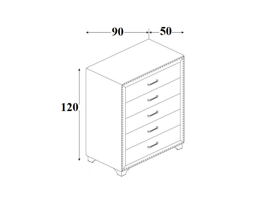 Melody 5 Drawer Chest with modern design and spacious storage for bedrooms