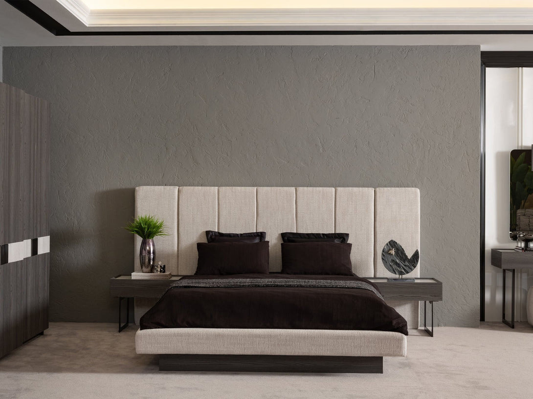 Monacon Bedroom Set with bed, wardrobe, and bedside tables - Timber Land Furniture