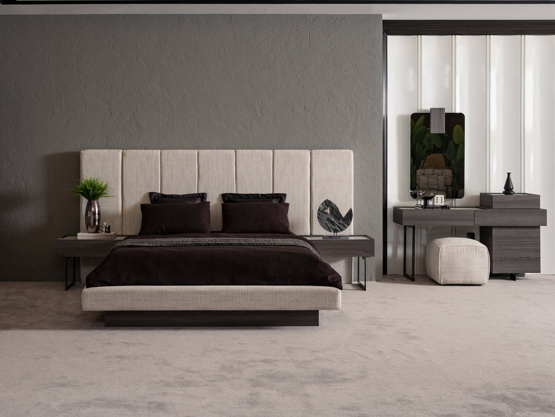 Monacon Bedroom Set with bed, wardrobe, and bedside tables - Timber Land Furniture