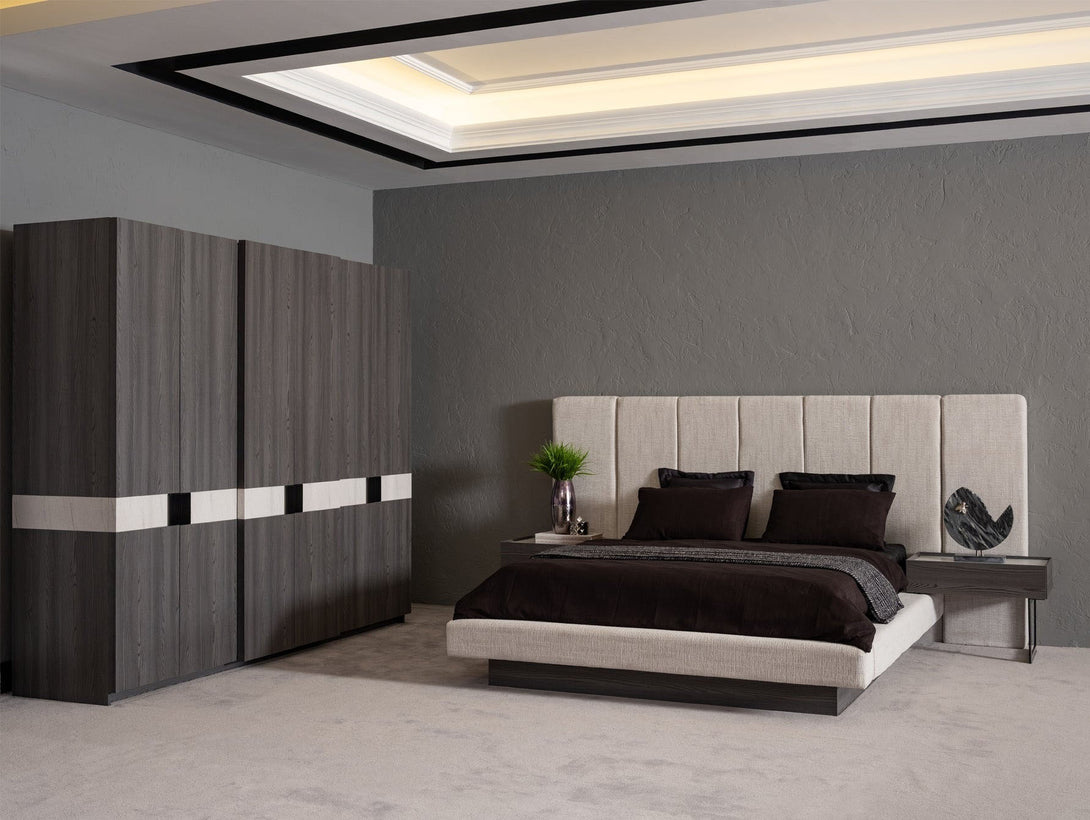 Monacon Bedroom Set with bed, wardrobe, and bedside tables - Timber Land Furniture