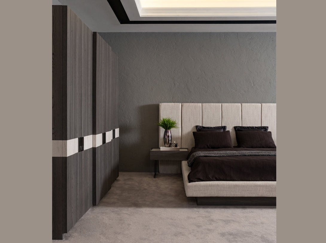 Monacon Bedroom Set with bed, wardrobe, and bedside tables - Timber Land Furniture