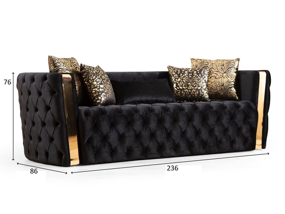 Naomi Living Room Sofa Set with sleek modern design, wooden frame, and plush cushions.