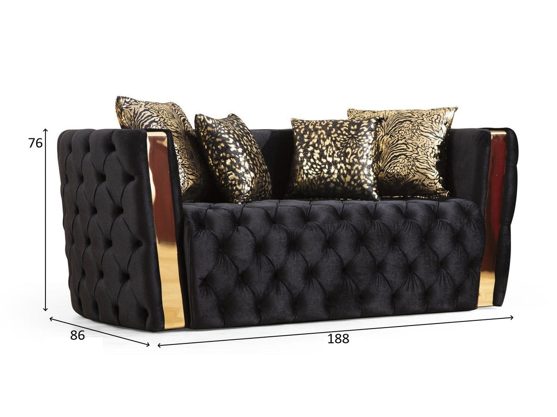 Naomi Living Room Sofa Set with sleek modern design, wooden frame, and plush cushions.