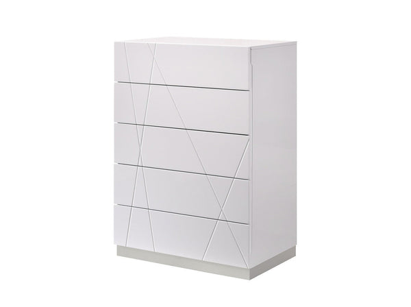 Naples 5 Drawer Chest with sleek design and spacious storage in a modern bedroom