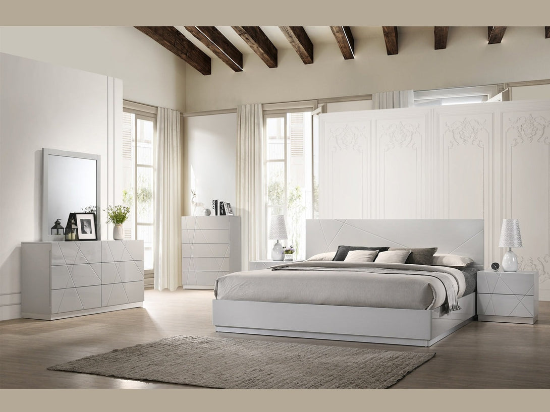 Naples 5 Drawer Chest with sleek design and spacious storage in a modern bedroom