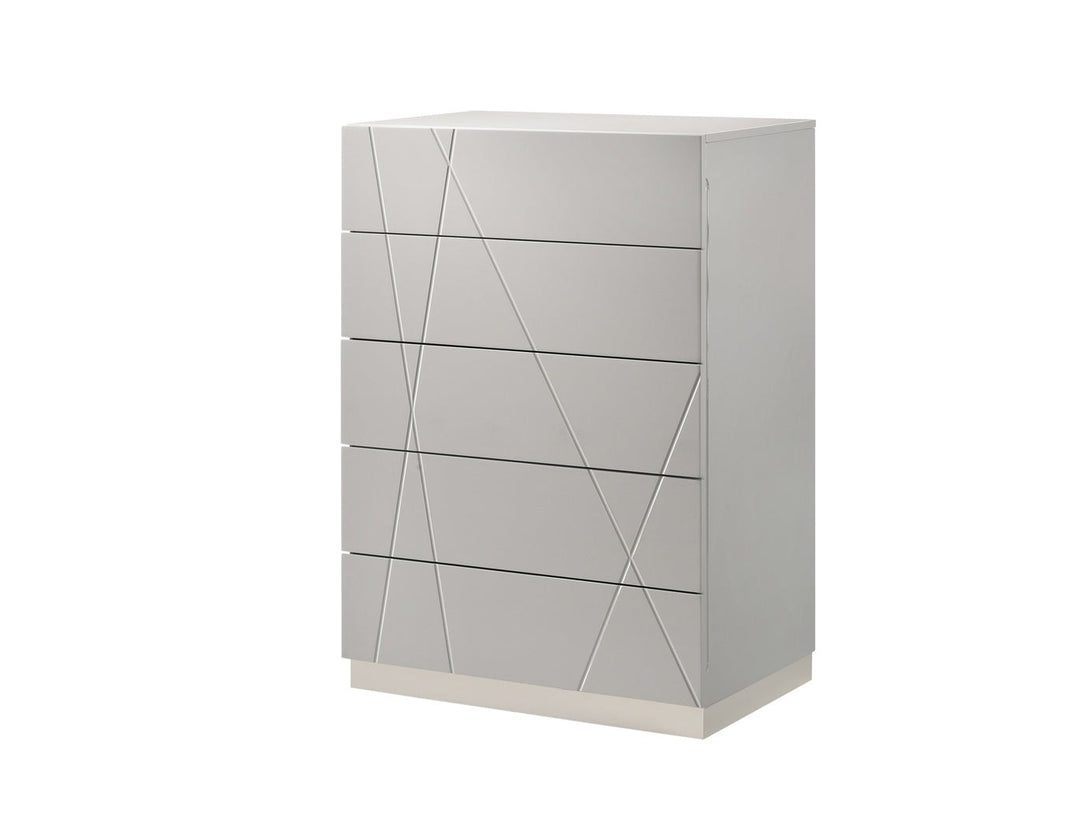 Naples 5 Drawer Chest with sleek design and spacious storage in a modern bedroom