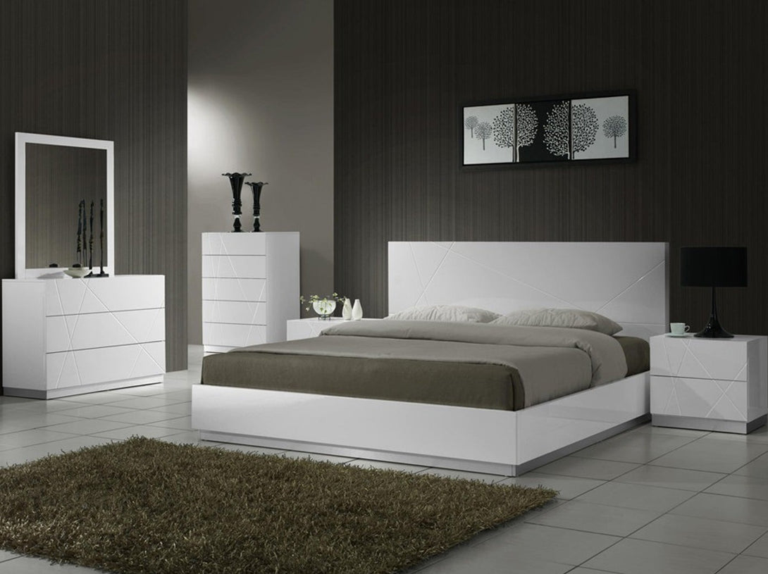 Naples 5 Drawer Chest with sleek design and spacious storage in a modern bedroom