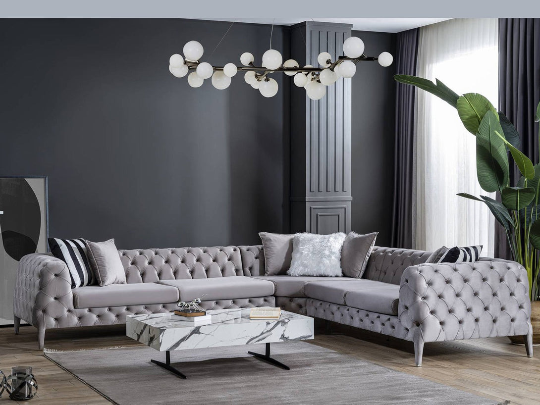 Scala Sectional Sofa - Modern L-shaped sectional with customizable fabric and plush seating