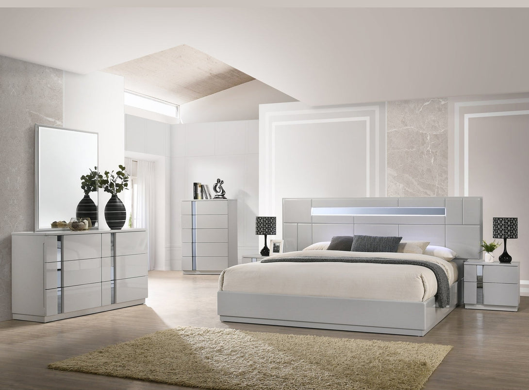 Palermo Bedroom Set with modern bed, wardrobe, and bedside tables - Timber Land Furniture