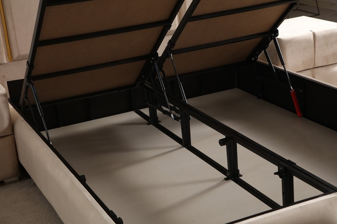 Pergamon Base Headboard Set with modern design and spacious storage base