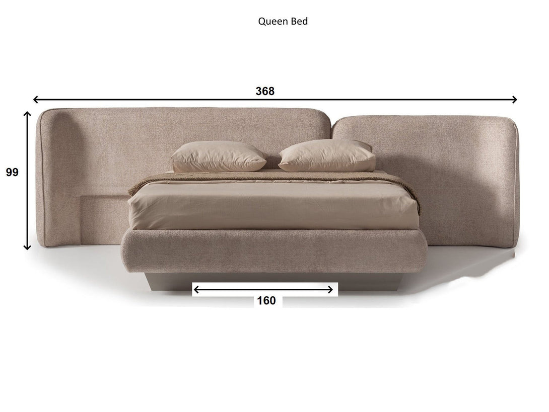 Portoa European Platform Bed with a solid wooden frame and luxurious upholstered headboard