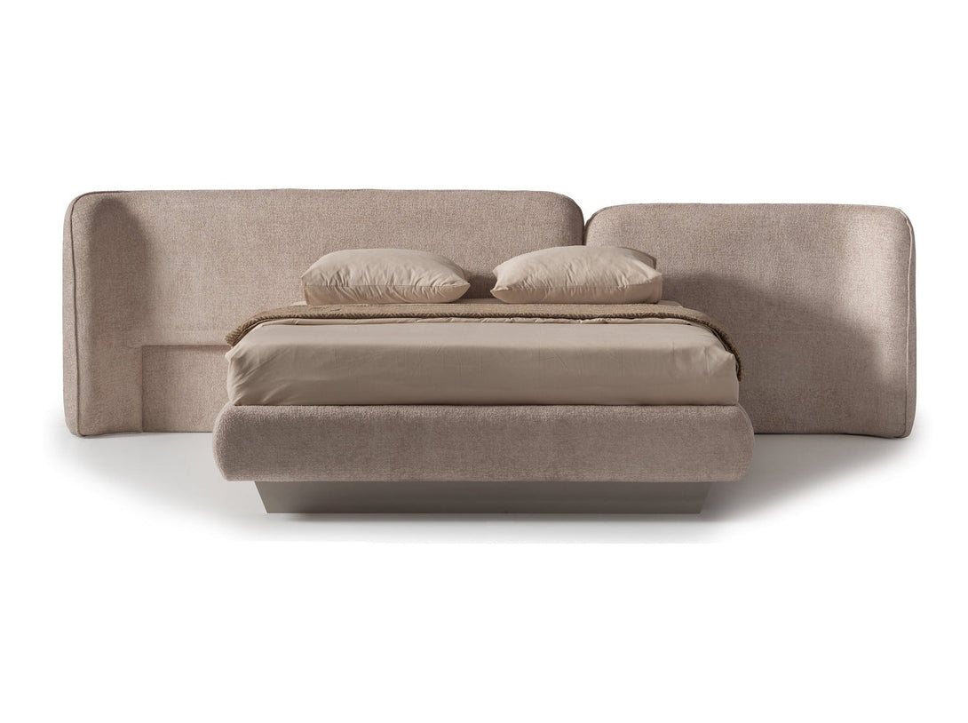 Portoa European Platform Bed with a solid wooden frame and luxurious upholstered headboard