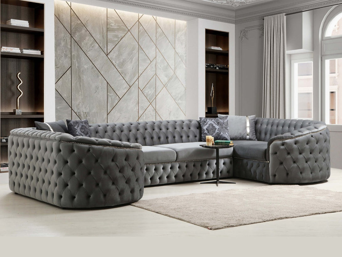Ramses Sectional Sofa - Luxurious L-shaped sectional with plush cushions and wide armrests