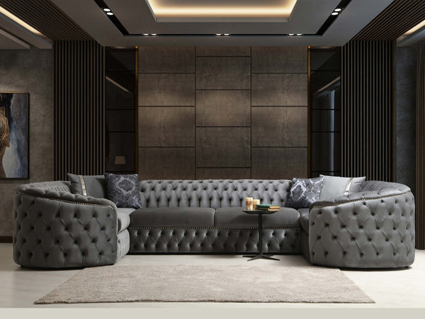 Ramses Sectional Sofa - Luxurious L-shaped sectional with plush cushions and wide armrests