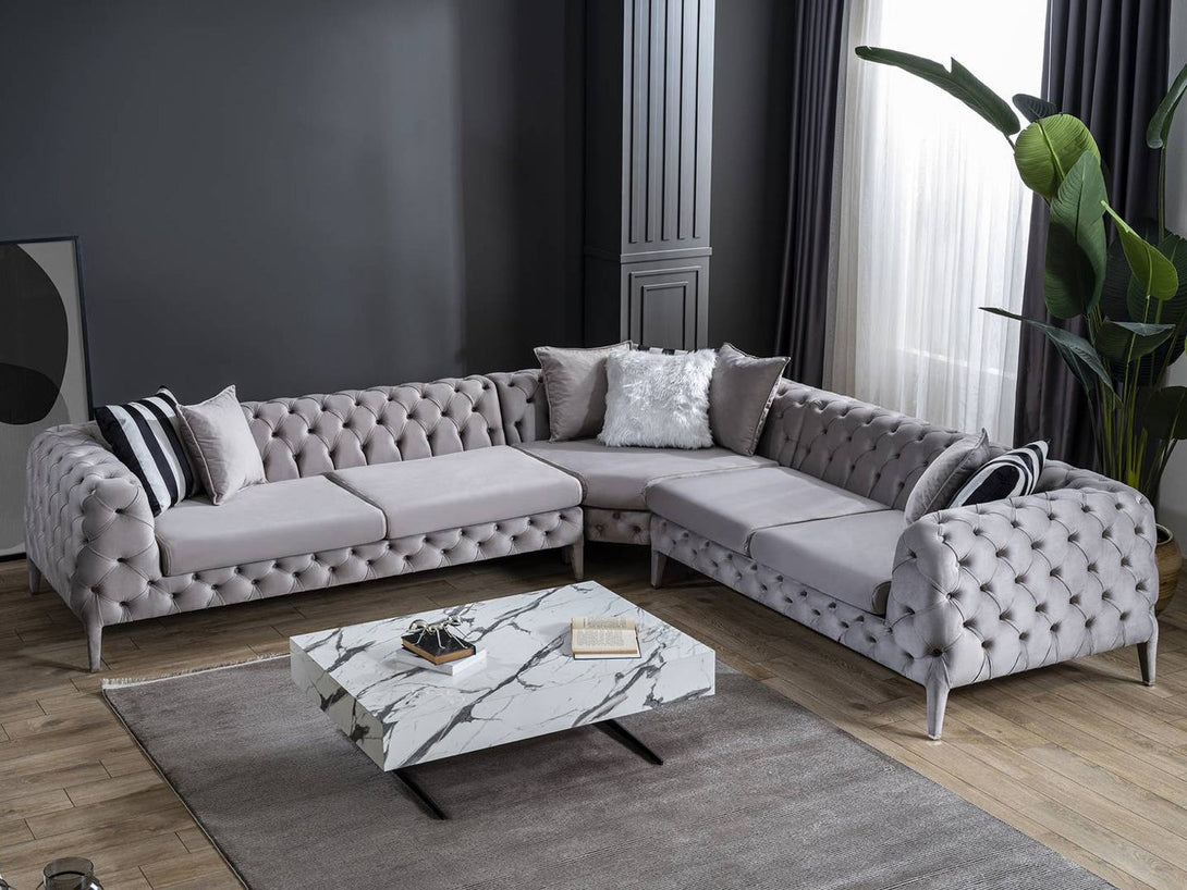 Scala Sectional Sofa - Modern L-shaped sectional with customizable fabric and plush seating