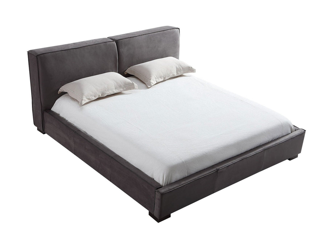 Serene Platform Bed with sleek wooden frame and upholstered headboard for modern bedrooms.