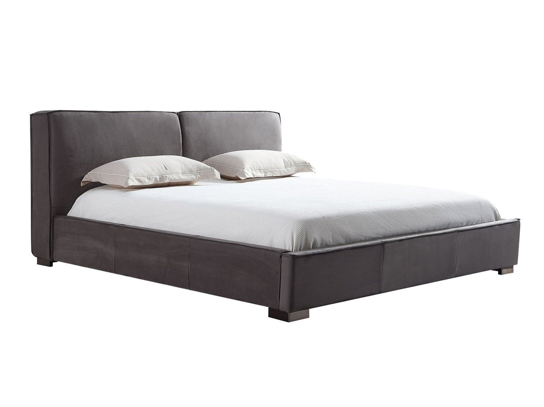 Serene Platform Bed with sleek wooden frame and upholstered headboard for modern bedrooms.