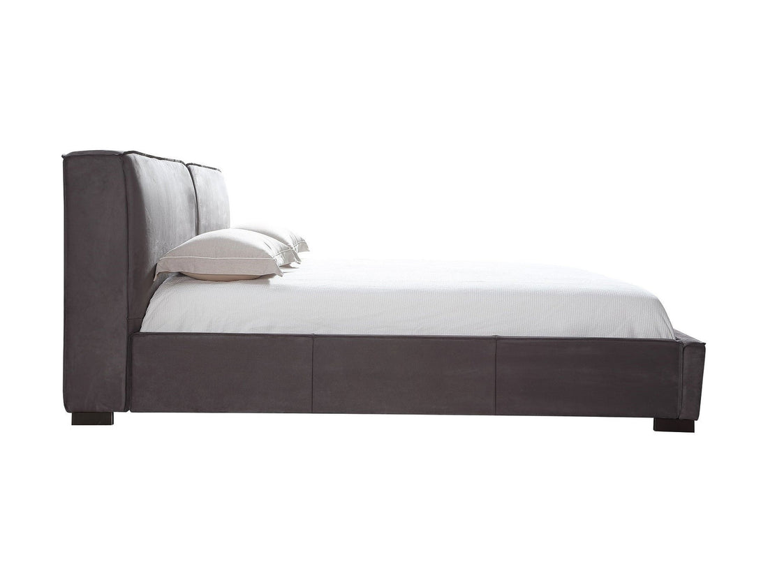 Serene Platform Bed with sleek wooden frame and upholstered headboard for modern bedrooms.
