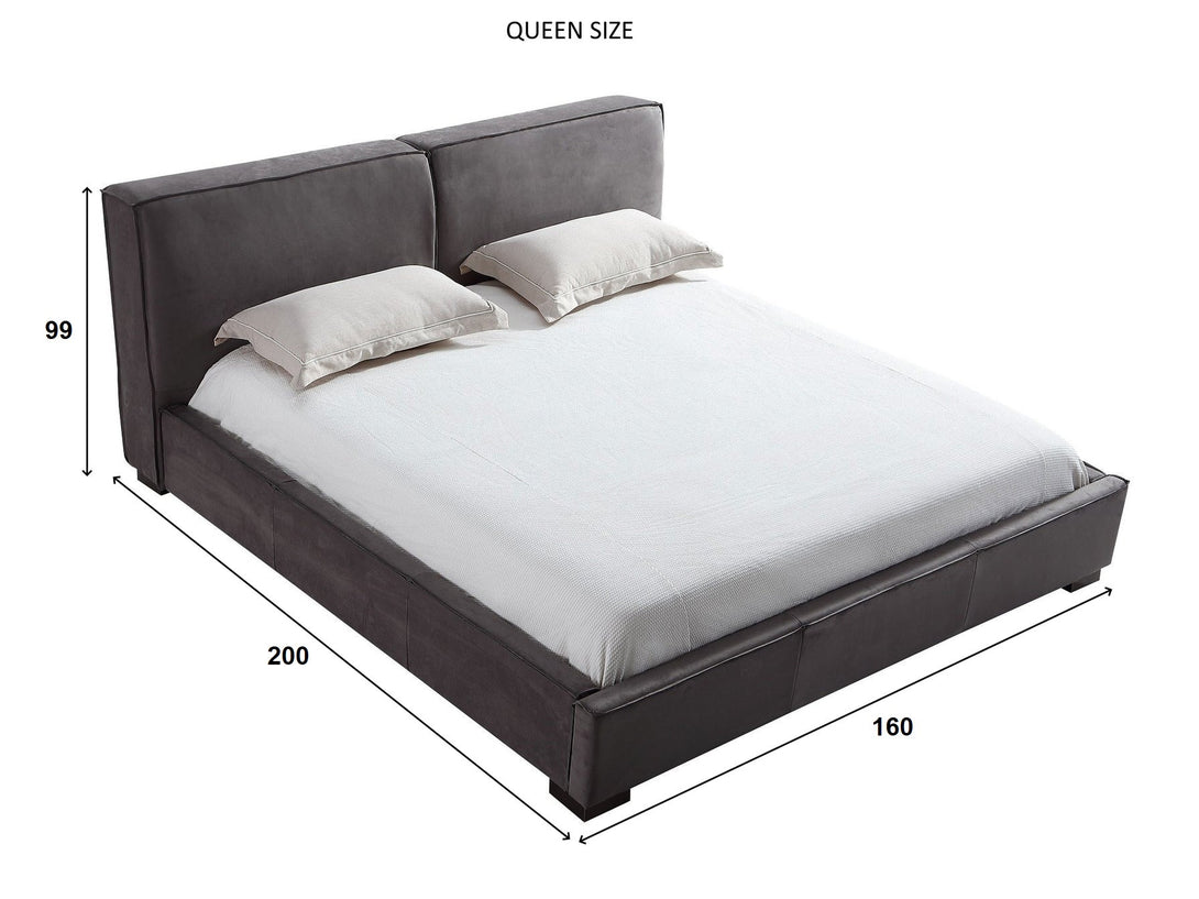 Serene Platform Bed with sleek wooden frame and upholstered headboard for modern bedrooms.