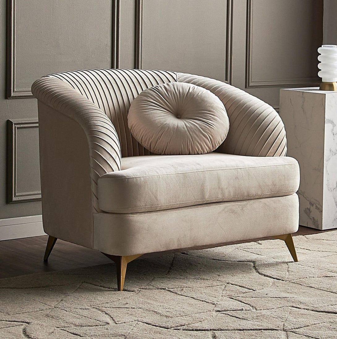 Solis Velvet Sofa Set with plush velvet upholstery, cushioned seating, and elegant design.