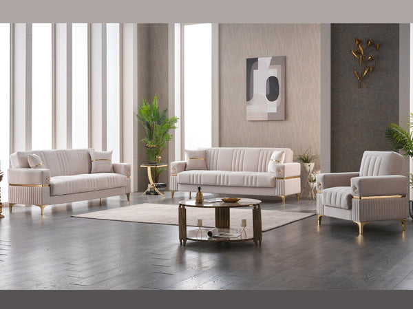 Tilda Living Room Sofa Set with modern design, wooden frame, and plush cushions.