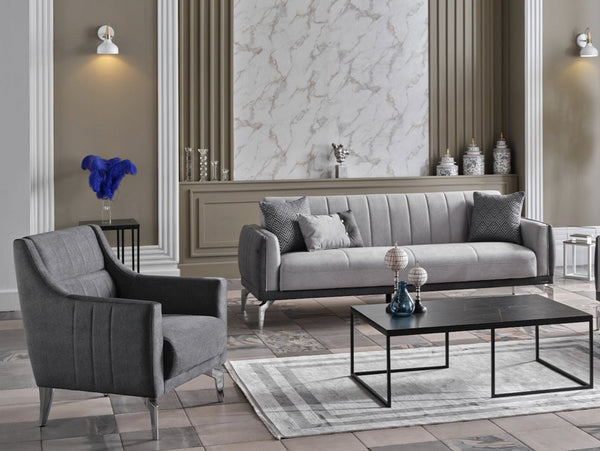 Valens Living Room Sofa Set - Modern sofa with wooden frame and plush cushions