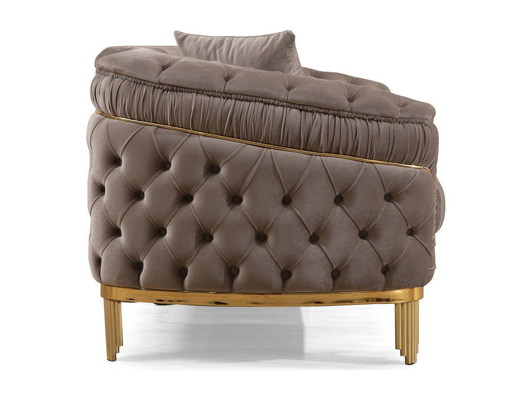 Vanessa Living Room Sofa Set with sleek modern design, wooden frame, and plush cushions.