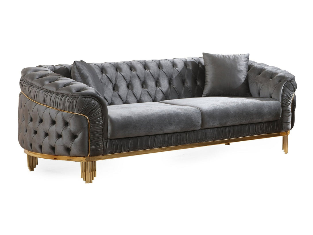 Vanessa Living Room Sofa Set with sleek modern design, wooden frame, and plush cushions.