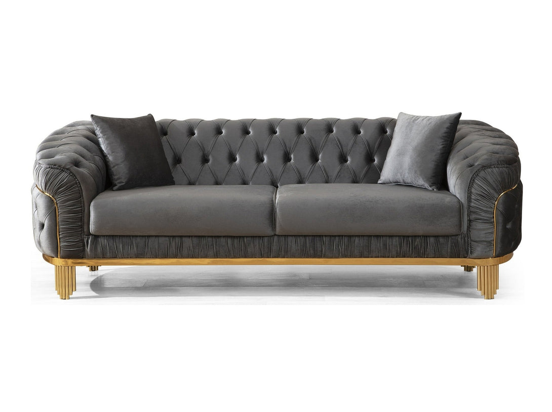 Vanessa Living Room Sofa Set with sleek modern design, wooden frame, and plush cushions.