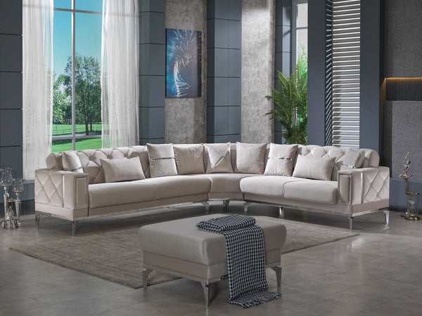 Venus Sectional Sofa - Luxurious L-shaped sofa with plush cushions and wide armrests