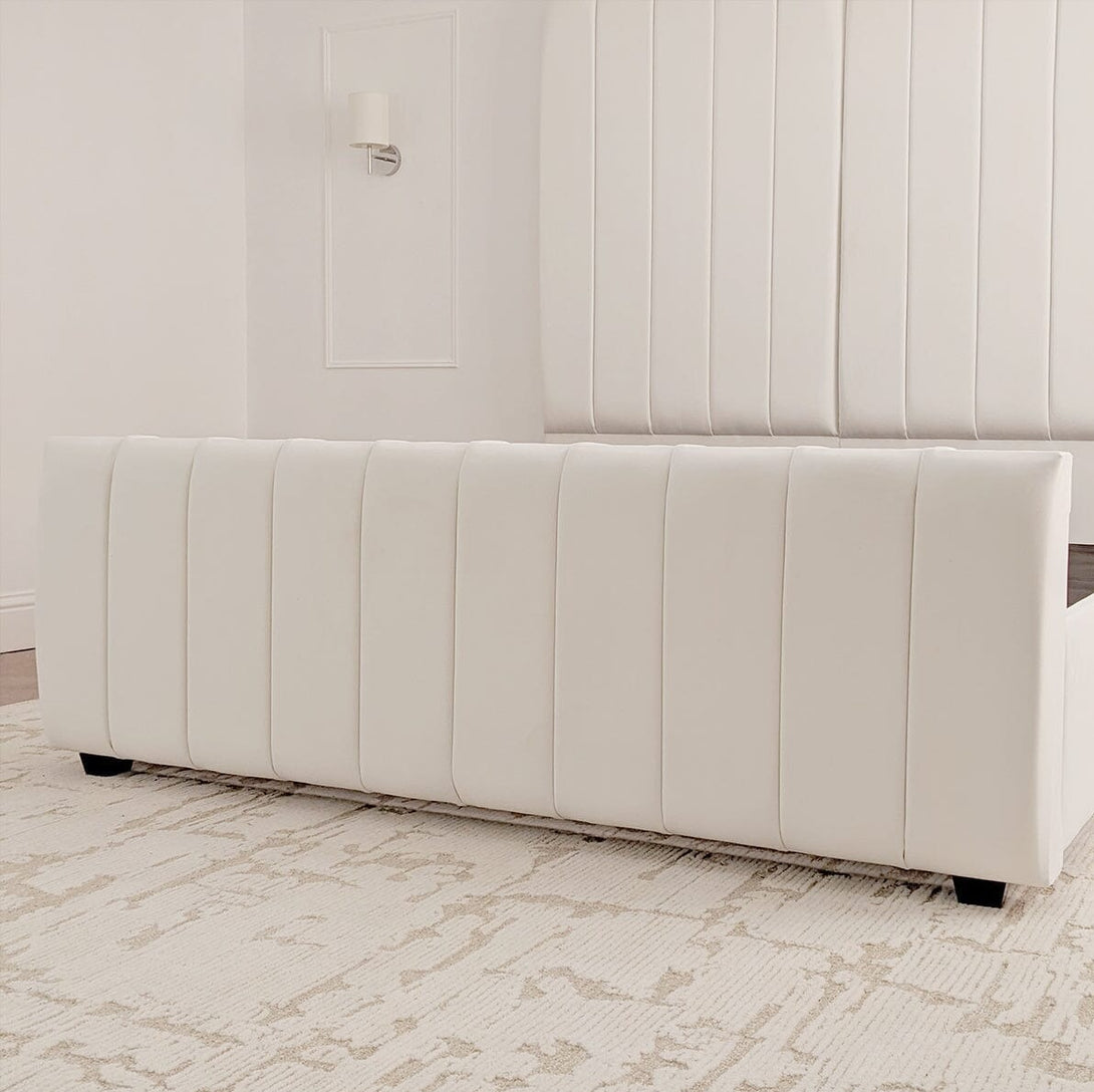Zana Porcelain Velvet Luxury Panelled Bed with a plush velvet finish and elegant design